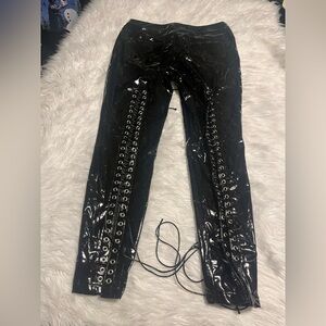 Dolls kill Widow plus size lace up vinyl black pants